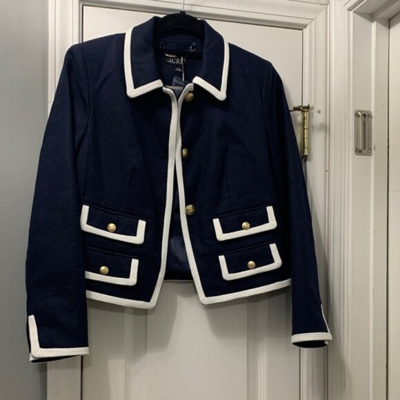 Lucie Lady J. Crew Dark Blue Blazer with White Edging - Picture 1 of 6